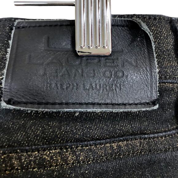 Lauren Ralph Lauren Black/ Gold Weave Modern Straight Leg Jeans Size 8 - Picture 6 of 6